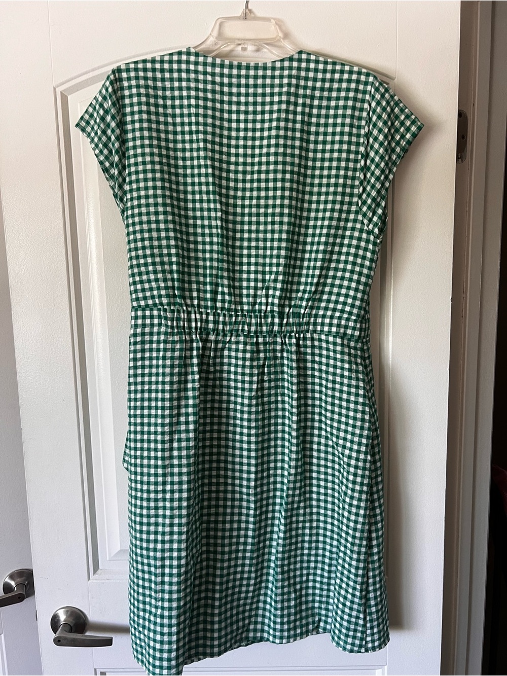 Banana Republic Green and White Gingham Wrap Midi Dress - Picture 4 of 6